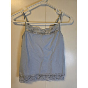 Y2K Lace Cami Top Medium Light Blue Lace Trim LEI Life Energy Intelligence